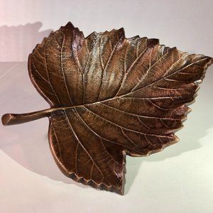 Beautiful Fall Decor! Large Metal Leaf Copper Decorative Bowl Display 12"